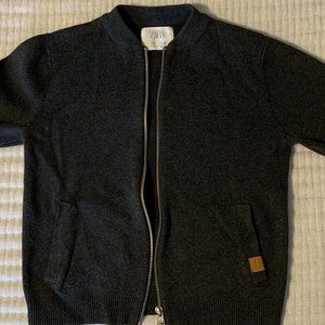 Zara - Dark Heather Gray Zip-up Sweater: size 8